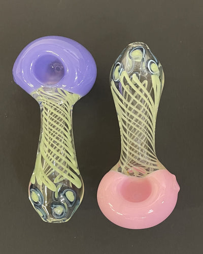 4 Inch Heavy Slime Bowl Slive Dot and Swril Hand Pipe