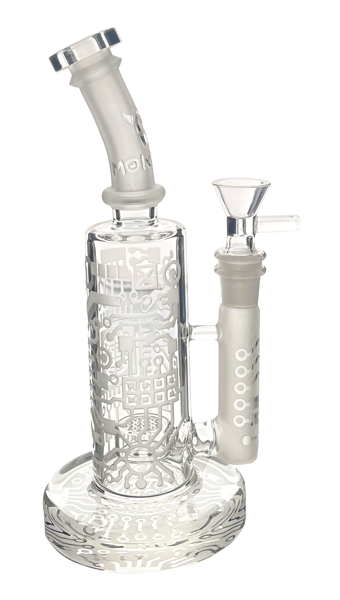 CLEAR SANDED RIG WITH BEND MOUTHPIECE AND UP SIDE DOWN SHOWER HEAD PERC