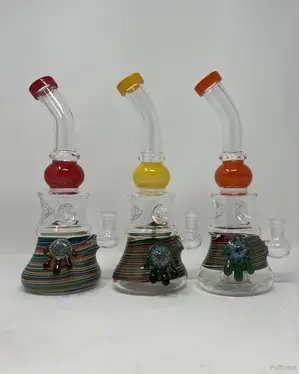10 Inch Wigwag Design Water Pipe with Teardrop Pendant and Horn