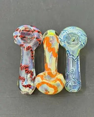 3 Inch Silver Fume Swirl Art Hand Pipe