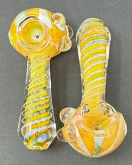 4 Inch Gold Fume Swirl Art Hand Pipe