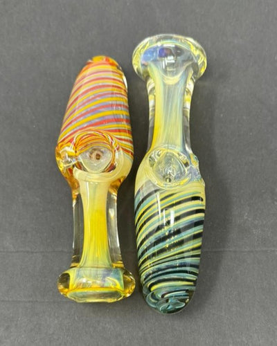 4 Inch Heavy Gold Fume Swirl Hand Pipe