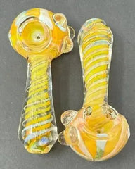 4 Inch Gold Fume Swirl Art Hand Pipe