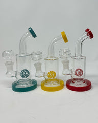 6 Inch Flat Color Base Round Perc Bend Mini Rig