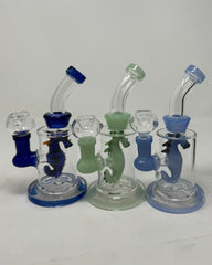 6 Inch Seahorse Design Perc Flat base Bend Mouthpiece Small Rig