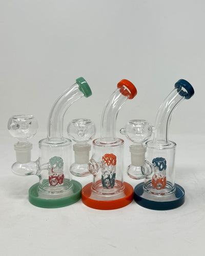 6 Inch Tricolor Shower Perc Flat Base Mini Rig