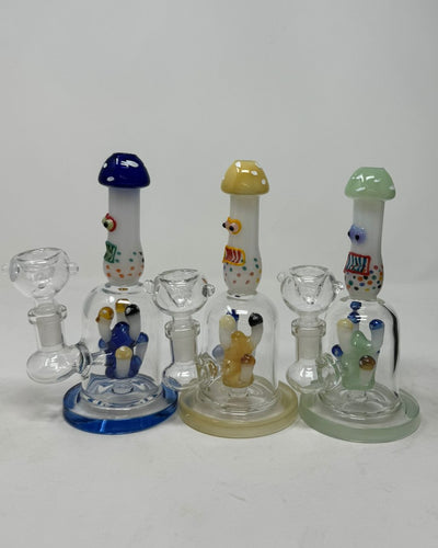 6 Inch Mushroom Perc Color Straight Tube Mini Rig