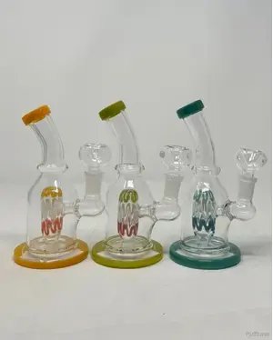 6 Inch Flat Base Bend Mouthpiece Wigwag Perc Mini Water Pipe