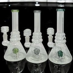 8 Inch Beaker Base Corona Perc Straight Water Pipe: Compact Design with Superior Filtration