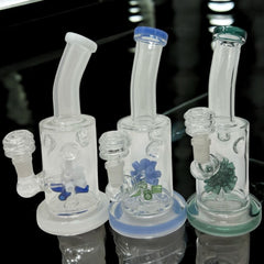 8 Inch Flat Base Corona Perc Bend Mouthpiece Water Pipe: Compact Design, Superior Filtration