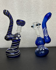 6" Blue Sherlock Bubbler with Pull Out Bowl