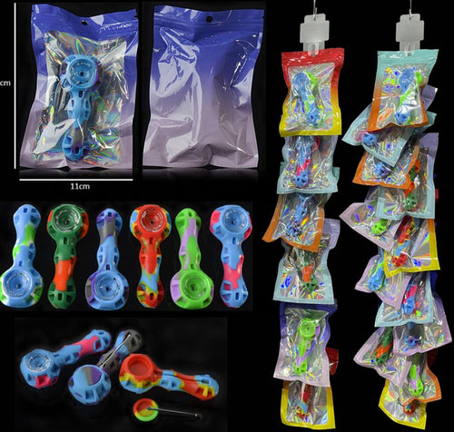 Silicone Hand Pipe on Pouch with Metal Dabber