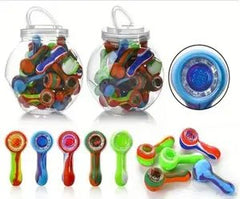 35 Pcs Set Regular Color Silicone Handpipe on Jar
