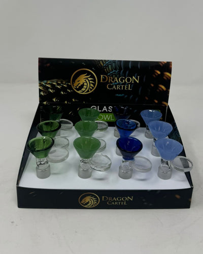 Dragon Cartel Color Funnel Shape Flat Handle Bowl Display Set 12 Pcs Set