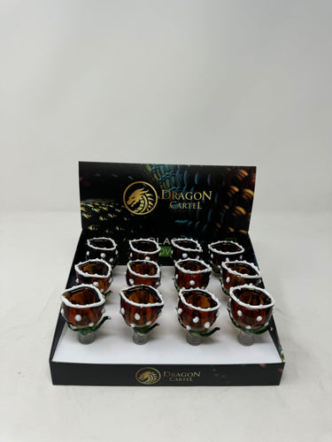 Dragon Cartel Amber Color Flower Bowl Display Set 12 Pcs Set