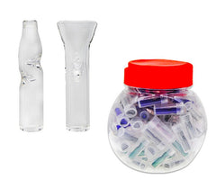 Transparent Flat Glass Tips 8*35MM Jar Set. 100 Pcs Set