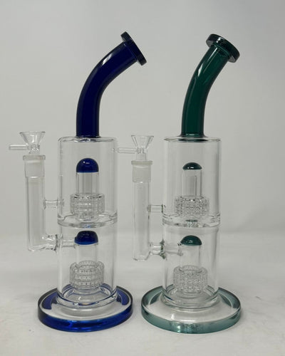 Color Tube Bend Mouthpiece Double Metrix Perc Water Pipe