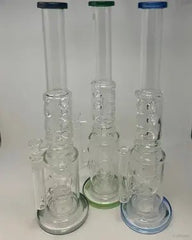 20 Inch Double Swiss Perc Barrel Straight Bong