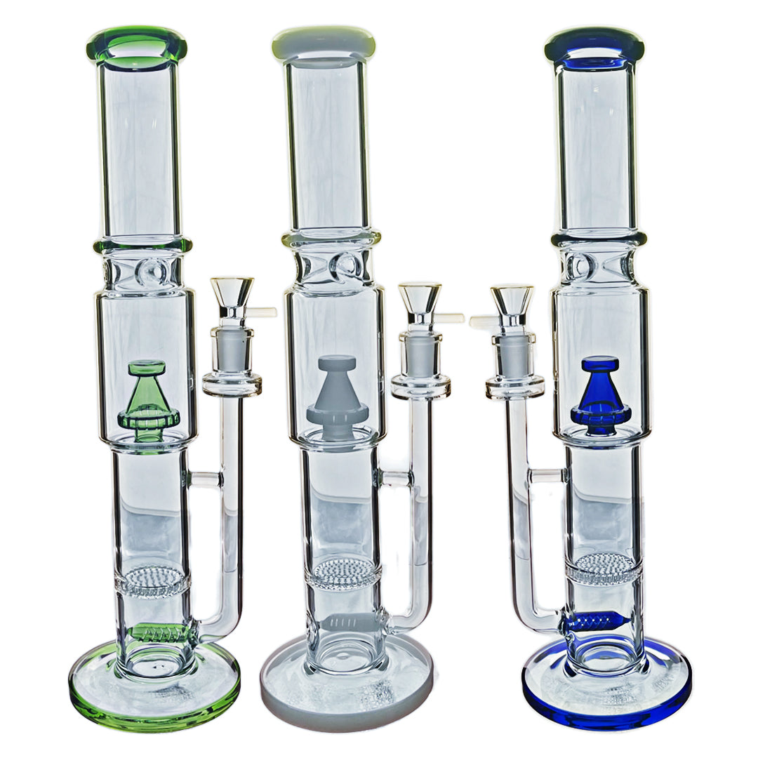 SG728 STRAIGHT TUBE WITH INLINE PERC, HONEYCOMB AND FANCY SHOWER HEAD PERC